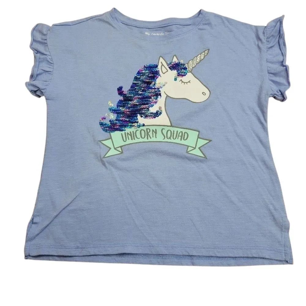 My favorite tee flip sequin unicorn shirt 7/8